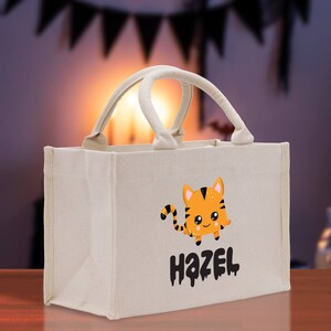 Halloween Trick or Treat Tote Halloween Tote Bag for Kids Halloween Gift Halloween Candy Bag Halloween Doodles Cute Canvas Tote Bag HTT1004