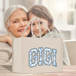 Custom Grammy Gigi Gaga Gram Mimi Nana Canvas Tote Bag Grandma&#39;s Getaway Bag Mothers Day Gift Bag Grandma Beach Bag Gift (MGTB1012)