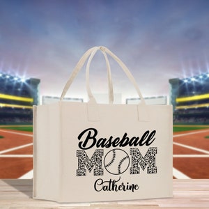 Personalisierte Baseball-Mutter mit Namen, Sport-Baumwoll-Canvas-Einkaufstasche, Geschenk für individuelle Baseball-Mutter, Fußballliebhaberin, Mutter-Geschenk