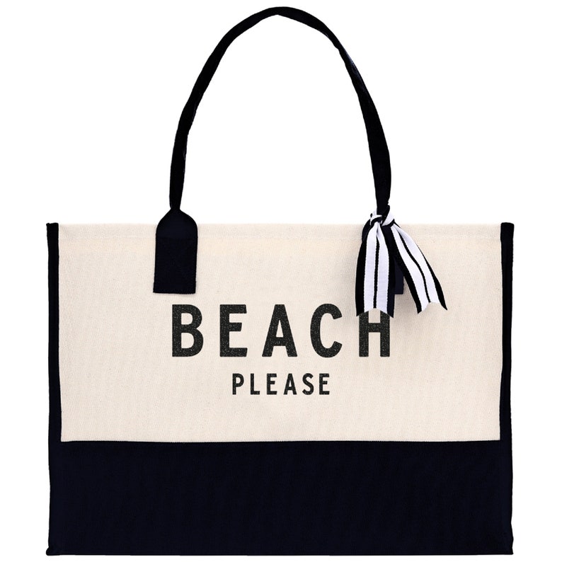 Beach Please Tote Bag Large Chic Tote Bag Gift for Her - Etsy