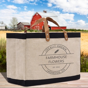 Custom Farmers Market Jute Canvas Tote Funny Farmer Market Bag Quote Jute Bag Shopping Bag Burlap Bag Farmhouse Bag Grocery Bag (FT1003)