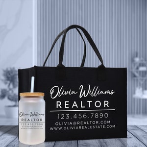 Realtor Tote Bag Personalized Business Tote Bag Custom Real Estate Agent Gift Bulk Business Logo Realtor Swag Real Estate Tote Bag