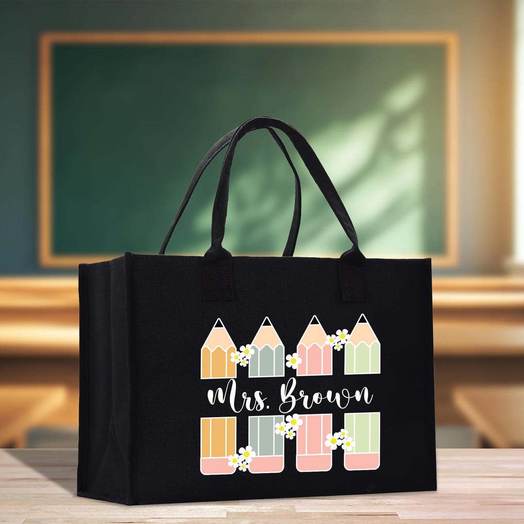 Personalized Teacher Cotton Canvas Tote Bag Gift for Teachers Teacher ...