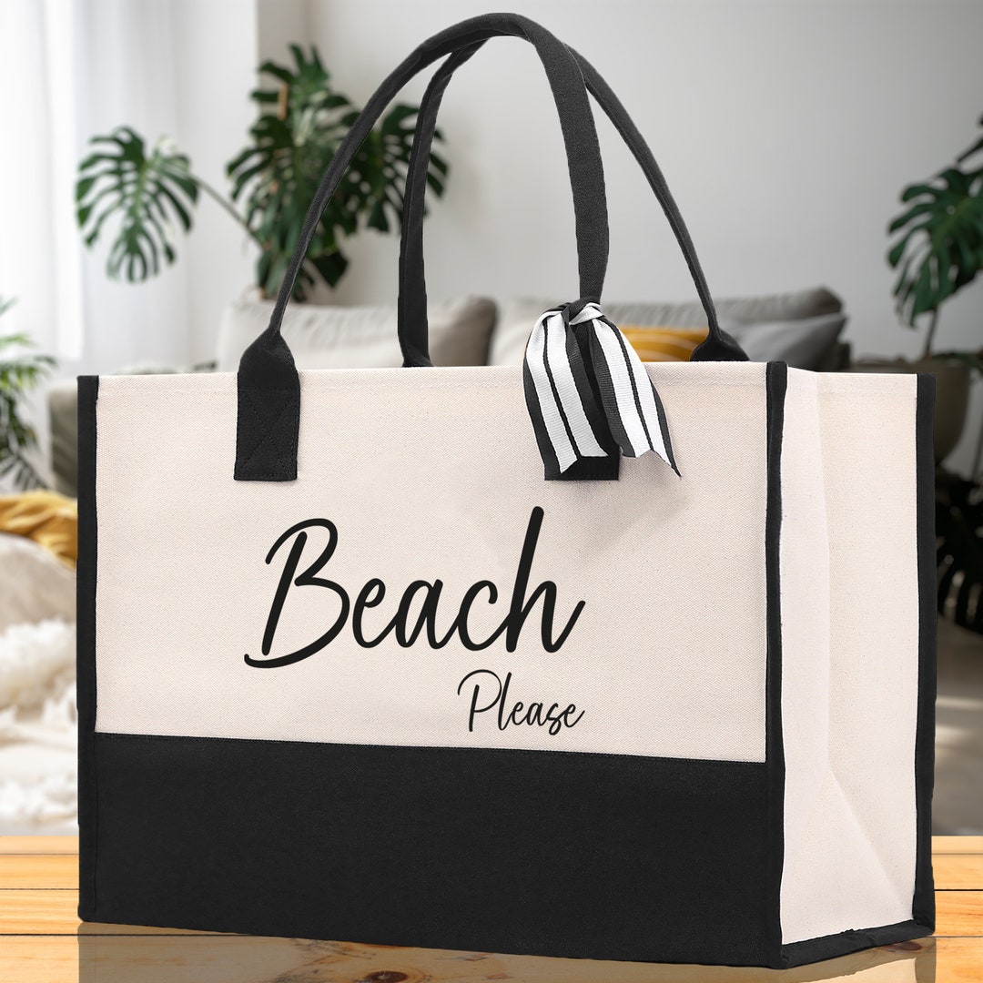 Beach Please Tote Bag Large Chic Tote Bag Gift for Her - Etsy
