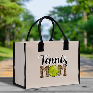 Tennis Mom Cotton Canvas Tote Bag Gift for Tennis Lover Bag Tennis Coach Gift Bag