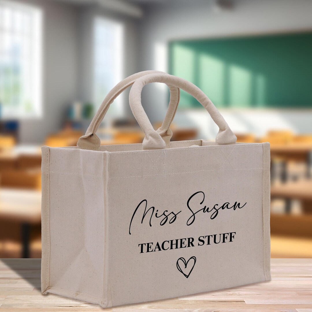 Personalized Cotton Canvas Teacher Tote Bag: Custom Name Gift (TTB1122 ...