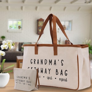 Grandma's Getaway Canvas Tote Bag, Gift for Grandparent (GM1002)