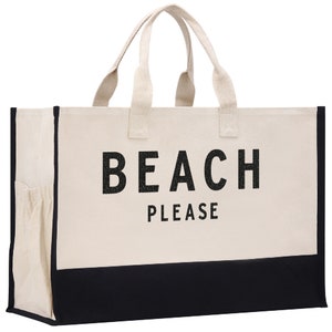 Beach Please Tote Bag XL Oversized Chic Tote Bag With Zipper - Etsy