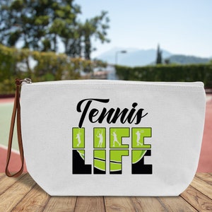 Tennis Life Cotton Canvas Zipper Pouch Bag for Tennis Lover Bag Tennis Coach Gift Bag