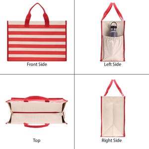 Striped Canvas Beach Tote Bag – XL, Zippered with Inner Pocket image 9