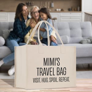 Mimi&#39;s Travel Bag Canvas Tote Bag Grandma&#39;s Getaway Bag Grandma Gift Bag Mothers Day Gift Bag Grandma Beach Bag Gift for Grandma (MGTB1005)