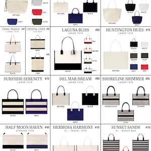 The image is a collage of various bags and accessories, including makeup pouches, hand bags, and tote bags, showcasing different colors, patterns, and styles.