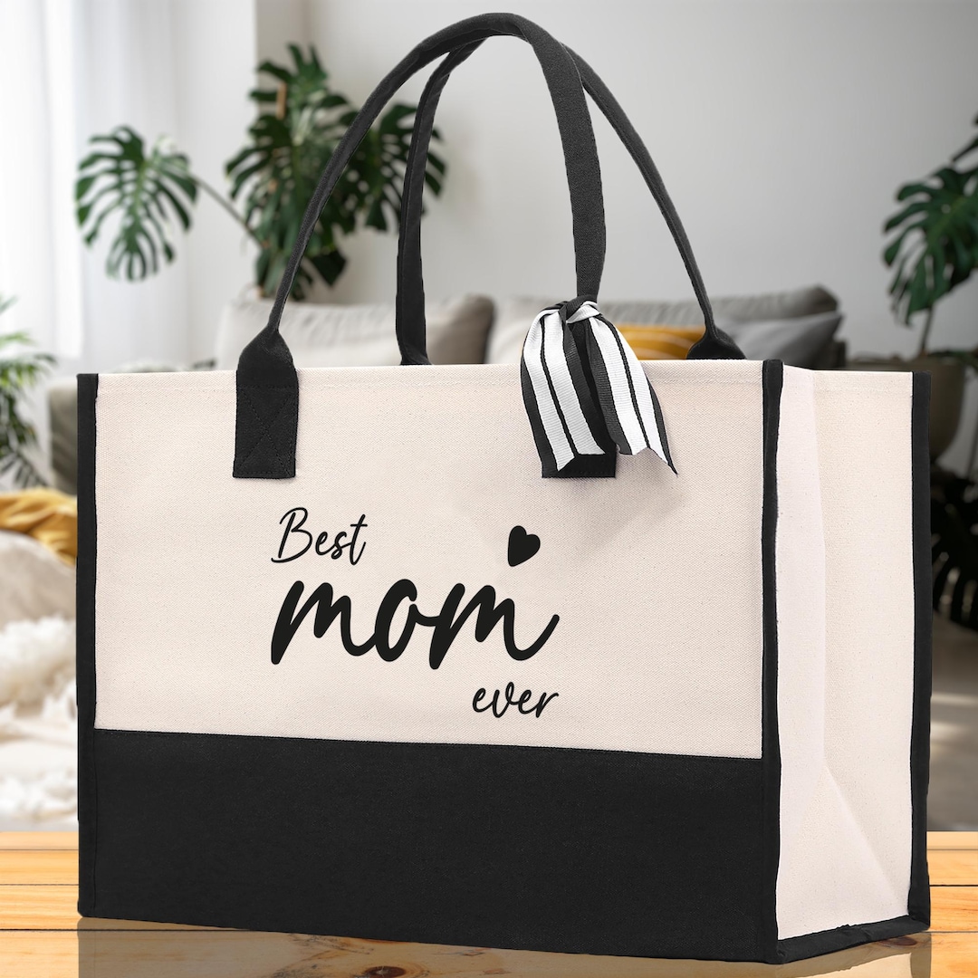 Best Mom Ever Canvas Tote Bag Mama Tote Mom Stuff Bag Mommy Bag