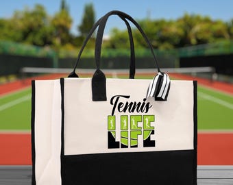 Tennis Life Cotton Canvas Tote Bag, Tennis Coach Gift