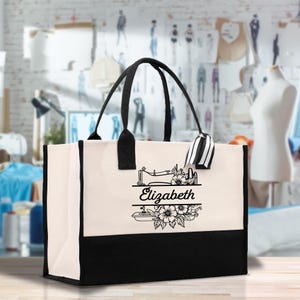 Personalisierte Nähmaschinentasche, individuelles Geschenk für Quilter, Baumwoll-Canvas, Geschenk für Strickbegeisterte, Oma