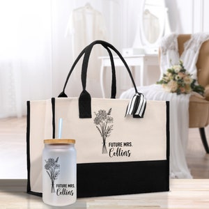 Personalized Future Mrs Cotton Canvas Tote Bag Custom Engagement Gift for Her Birde To Be Gift Tote Bag Newly Engaged Tote Bag