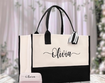 Personalisierte Canvas-Tragetasche für die Hochzeit – Individuelles Geschenk für die Brautjungfern (WCN1001), Baumwolle mit Namen, Geschenk zur Brautparty oder für die Flitterwochen, Personalisierbar, Brautjungfer