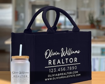 Realtor Tote Bag Personalized Business Tote Bag Custom Real Estate Agent Gift Bulk Business Logo Realtor Swag Real Estate Tote Bag