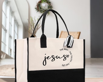 Jesus The Way The Truth The Life Tote Bag: Cross Bible Verse Christian Gift (CTT1030)