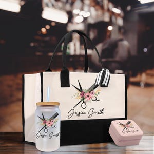 Sacola de lona de algodão personalizada para cabeleireiro, sacola de presente para salão de beleza, sacola de suprimentos para cabeleireiro, presente para barbeiro