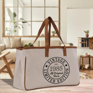 Vintage 1985 Limited Edition 40 Age Birthday Cotton Canvas Bag 40th Gift For Women 40th Birthday Celebration Party Gift (BDT1013)