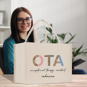 Personalized Occupational Therapy Cotton Canvas Tote Bag OT Helping You Grow Your Own Way Pediatric Occupational Therapist Gift (OTA1003)