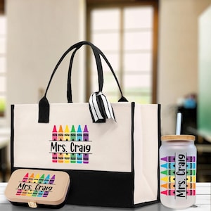 Personalized Teacher Cotton Canvas Tote Bag Gift for Teachers Teacher Life Tote Custom Teacher Appreciation Gift Bag Teacher Name Bag