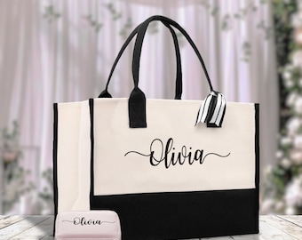 Wedding Custom Name Cotton Canvas Tote Bag Personalized Wedding Bag Bridal Shower Gift Honeymoon Gift Customized Wedding Gift Bridesmaid Gif