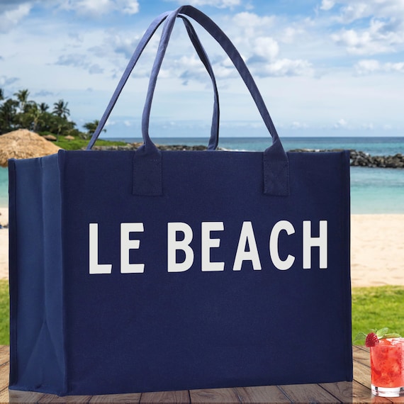 Le Beach Cotton Canvas Chic Beach Tote Bag Multipurpose Tote Weekender Tote Gift for Her Outdoor Tote Vacation Tote Large Beach Bag Etsy Ireland