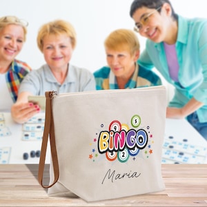Bingo Custom Name Tote Bag Personalized Bingo Pouch Bingo Lover Gift Canvas Tote Bingo Bag (BGT1002)