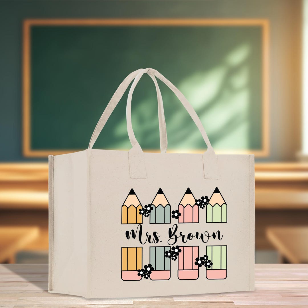 Personalized Teacher Cotton Canvas Tote Bag Gift for Teachers Teacher ...