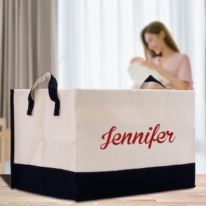 Gepersonaliseerde opbergmand canvas mand babyopbergtas aangepaste babynaam opbergtas opbergtas speelgoed voor kinderen (BBSB1002)