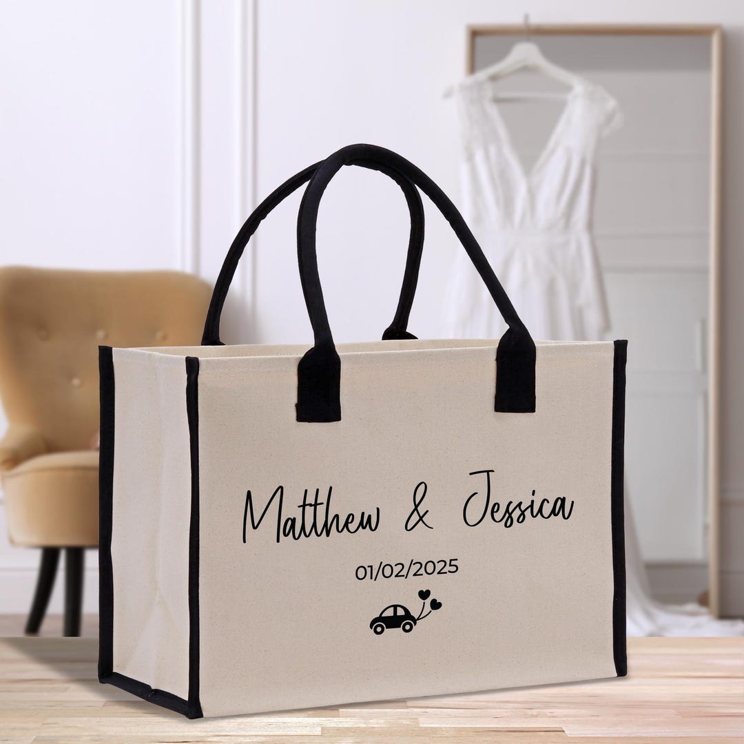 Personalized Wedding Tote Bag: Custom Cotton Canvas Bridal Gift ...