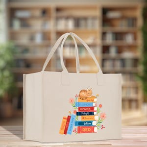 Book Lover Cotton Canvas Tote Bag Local Library Bag Bookworm Gift Bag School Librarian Gift Tote (LBT1029)