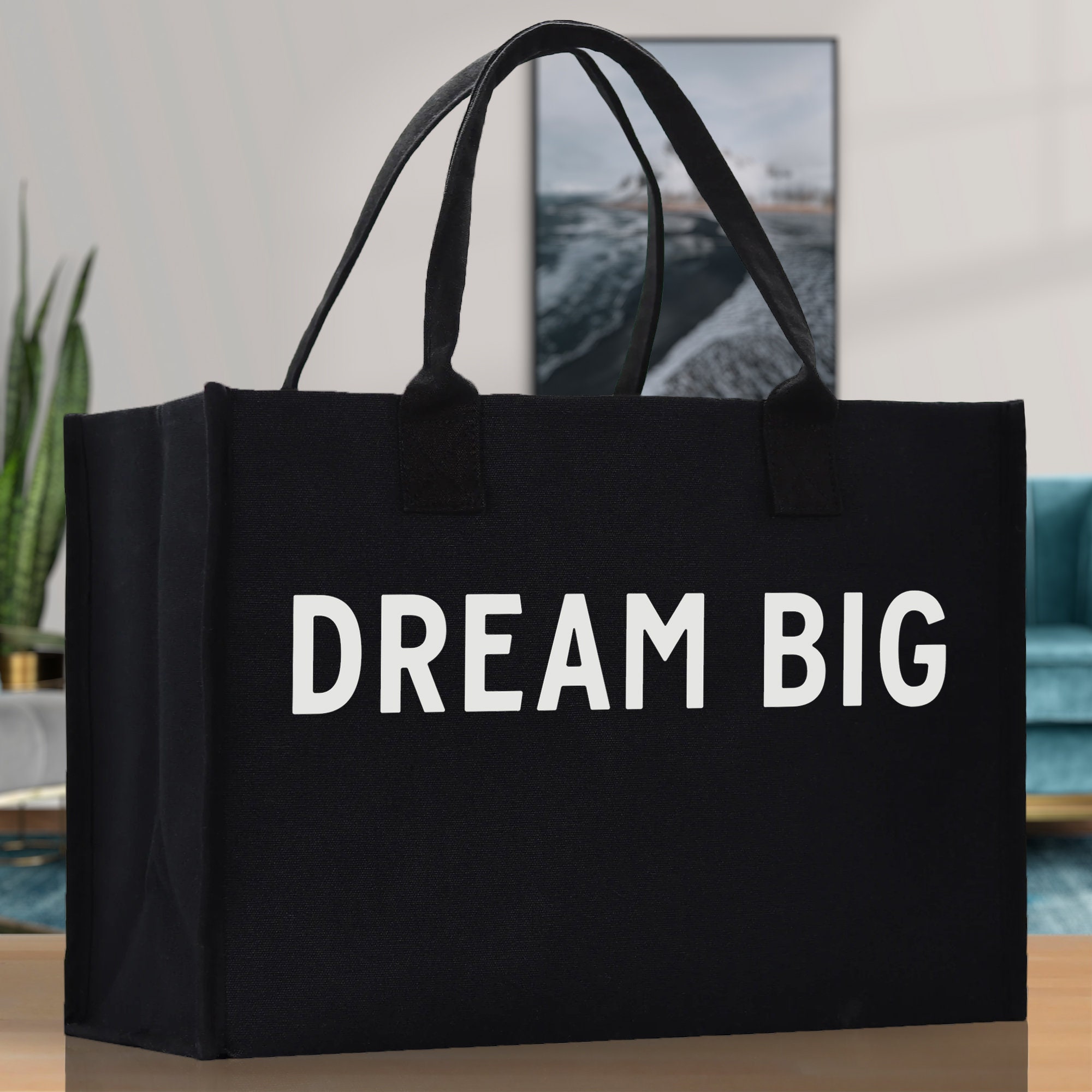 Dream Big Cotton Canvas Chic Beach Tote Bag Multipurpose Tote Weekender Tote Gift for Her Outdoor Tote Vacation Tote Large Beach Bag Etsy UK