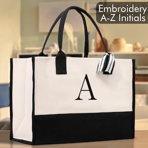 Monogram Embroidery Beach Tote Custom Initial Bag Bridesmaid Gift