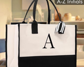 Monogram Embroidery Beach Tote Custom Initial Bag Bridesmaid Gift