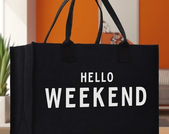 Hello weekend tote bag outlet