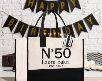 Personalized Birthday Canvas Tote Bag: Milestone Gift for Her (BDT1027)
