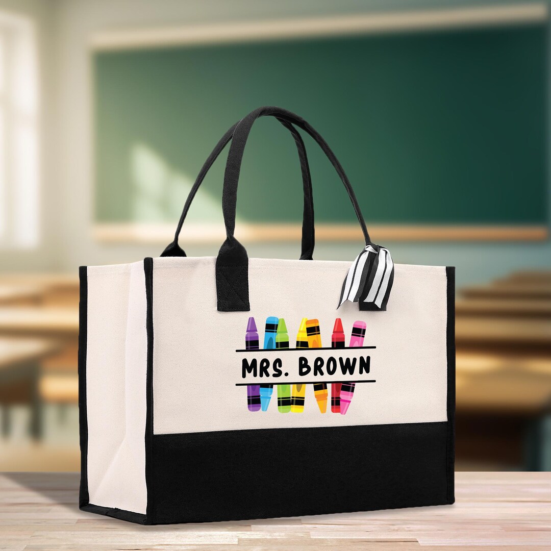 Personalized Teacher Tote Bag: Cotton Canvas, Teacher Appreciation Gift ...