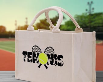 Tennis Silhouette Cotton Canvas Tote Bag: Gift for Tennis Lover