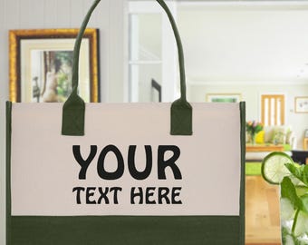 Custom Embroidered Canvas Tote Bag, Personalized Gift
