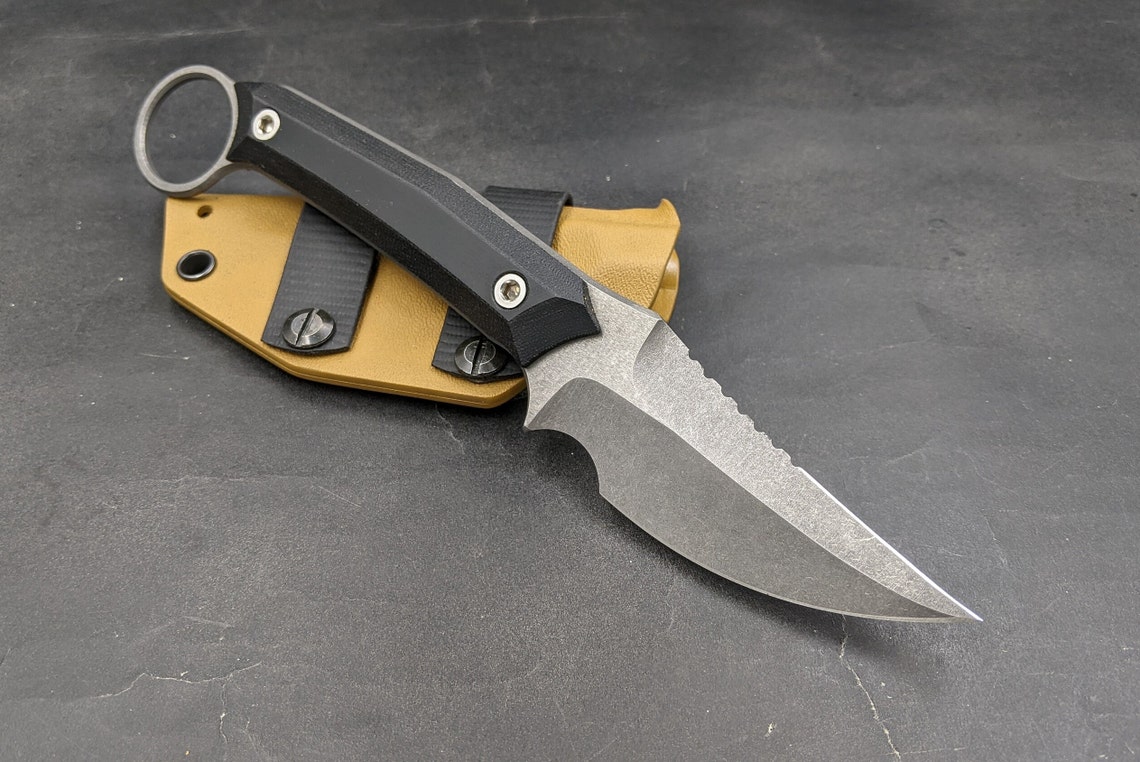 Gharial Knife Fixed Double Edged Blade Serrated Karambit Pikal Etsy