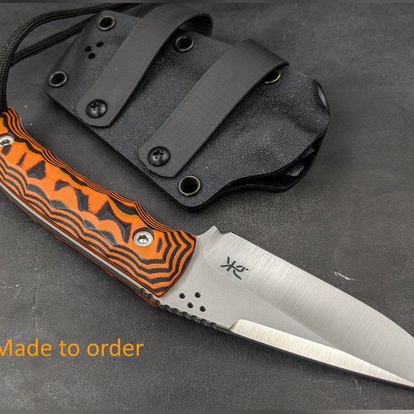 Machairod K110 knife fixed blade handmade EDC tactical micarta handle kydex sheath fulltang knife forged  blackwash stonewash hollowground