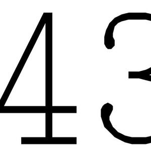 May include: Black digital clock display showing the time as 00:43. The numbers are in a bold, sans-serif font, with a colon separating the minutes and seconds. The background is plain white.