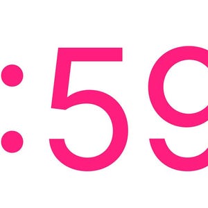 Op de afbeelding: Een digitale timerweergave met "00:59" in felroze tegen een heldere witte achtergrond. De cijfers zijn vetgedrukt en modern, met een duidelijk en leesbaar lettertype, ideaal voor tijdsgevoelige toepassingen.