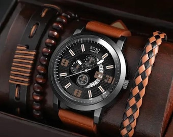 Custom Engraved Mens Watch | Personalized Anniversary, Father's Day Gift | Stylish, Luxurious & Elegant Watch, Special Occasion Gift for Him