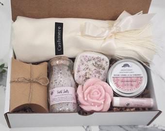 Cozy Gift Box, Mother's Day Gift, Cashmere Scarf Gift, Birthday Gift Box, Spa gift box, Self-care, Sending a hug, Thinking of You Gift Box.