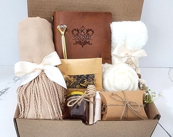 Cozy Gift Box, Hygge Gift Box, Engraved Gift, Cashmere Scarf Gift, Personalized Gift Box, Spa gift box,  Sending a hug, Thinking of You Gift