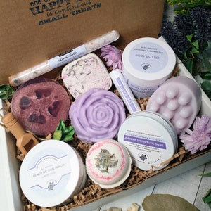 Caja de regalo de spa de lavanda, baño y cuerpo naturales, regalo personalizado
